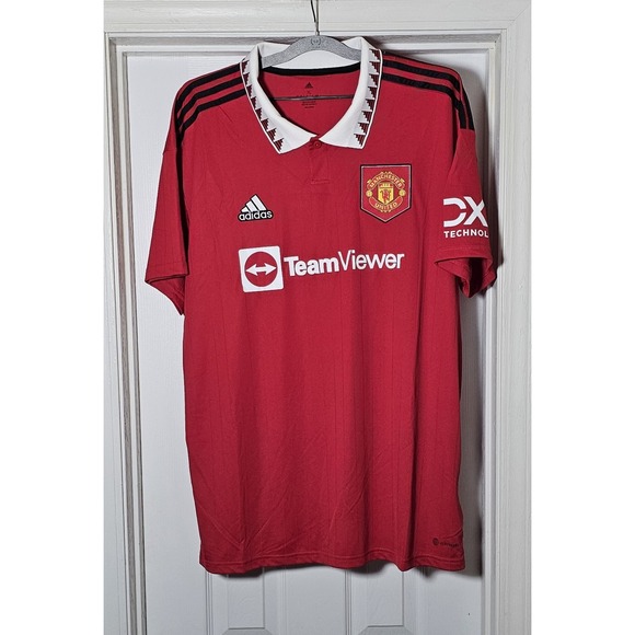 adidas Other - Adidas Manchester United 22 23 Home Soccer Mens Size XL H13881 Red Embroidered